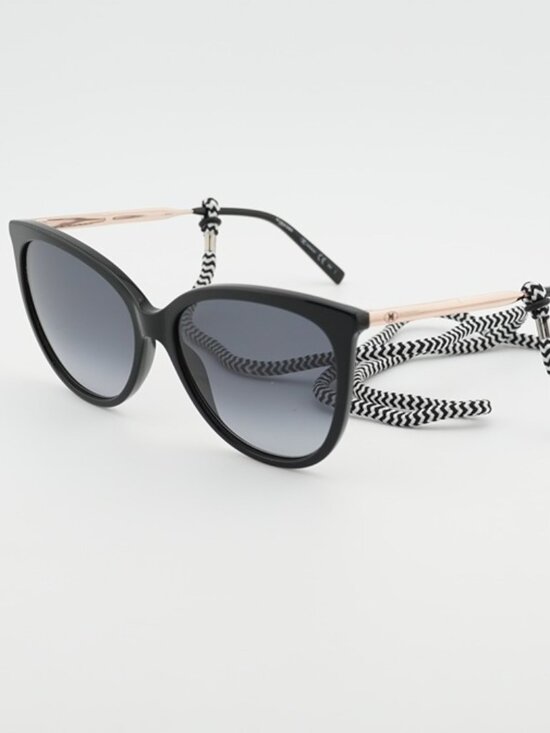 M Missoni MMI 0119/S 0807 9O Sunglasses Black/Gold Cat Eye Frame, Grey Lenses main image 8